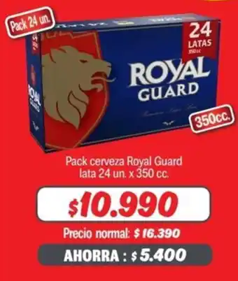 Mayorista 10 Pack cerveza Royal Guard lata 24un x 350cc oferta