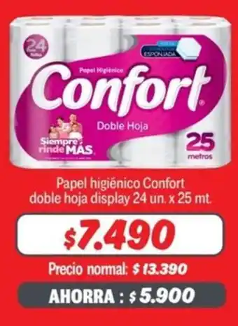 Mayorista 10 Papel higiénico Confort doble hoja display 24un x 25mt oferta