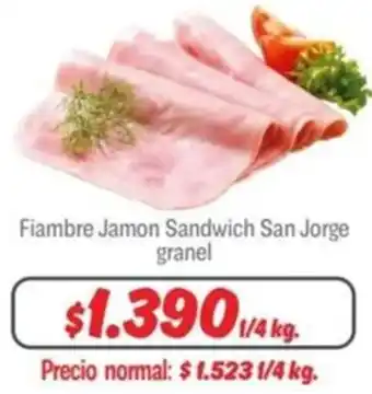 Mayorista 10 Fiambre Jamon Sandwich San Jorge granel oferta