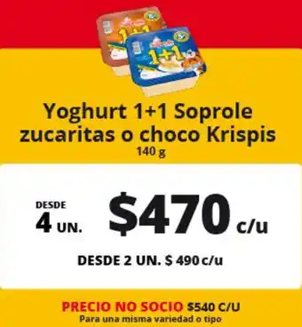 Alvi Yoghurt 1+1 Soprole zucaritas o choco Krispis 140g oferta