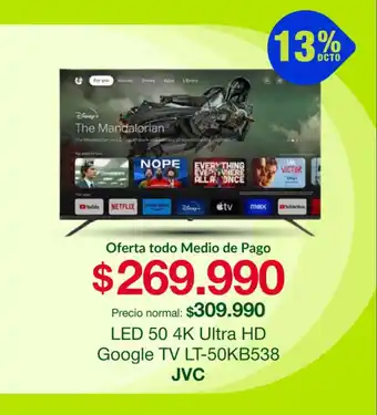 Tottus LED 50 4K Ultra HD Google TV LT-50KB538 JVC oferta