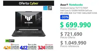 PC Factory Asus Notebook Gamer TUF F15 FX507 oferta