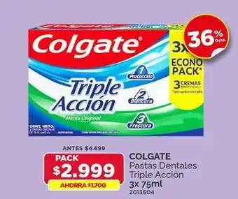 Colgate - pastas dentales triple acción 3x 75ml