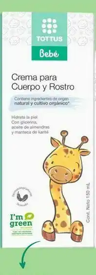 Tottus Crema cuerpo/rostro bebé 150 ml oferta