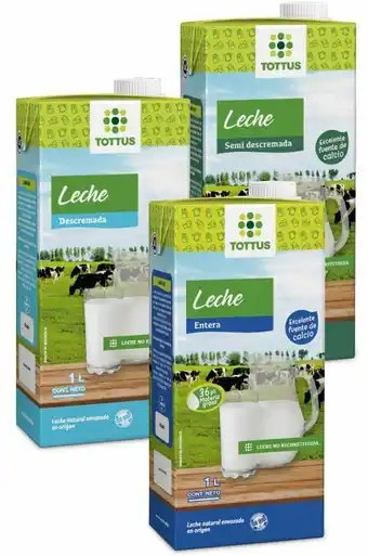 Tottus Leche entera, descremada o semidescremada 1lt oferta