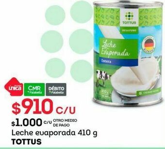 Tottus Leche evaporada tottus oferta