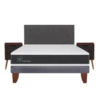 Abcdin Cama Europea CIC 2 Plazas Ortopedic + Respaldo + 2 Veladores Eufrates oferta