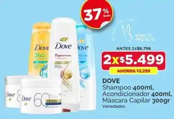DOVE Shampoo 400ml, Acondicionador 400ml, Máscara Capilar 300gr