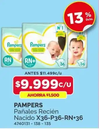 Preunic PAMPERS Pañales Recién Nacido X36-P36-RN+36 oferta