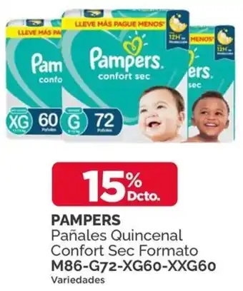 PAMPERS Pañales Quincenal Confort Sec Formato M86-G72-XG60-XXG60