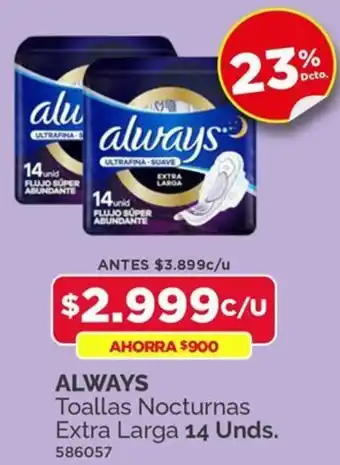 ALWAYS Toallas Nocturnas Extra Larga 14 Unds