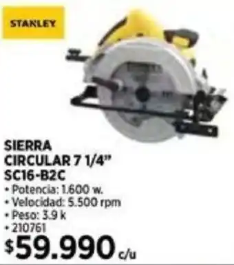 Construmart STANLEY SIERRA CIRCULAR 7 1/4" SC16-B2C oferta