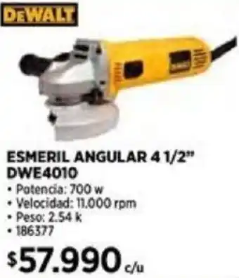 Construmart DEWALT ESMERIL ANGULAR 4 1/2" DWE4010 oferta