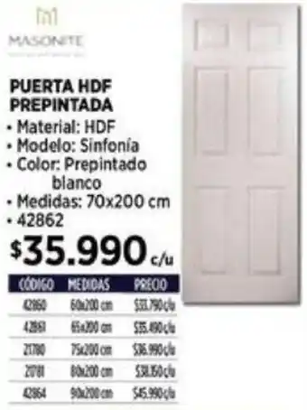 Construmart PUERTA HDF PREPINTADA 70x200cm oferta