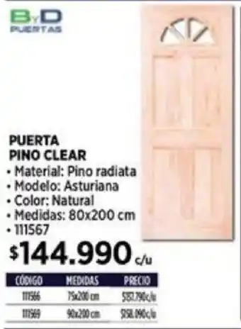 Construmart PUERTA PINO CLEAR 80x200cm oferta