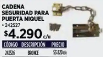 Construmart CADENA SEGURIDAD PARA PUERTA NIQUEL oferta