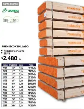 Construmart PINO SECO CEPILLADO 1x4" 3,2m oferta