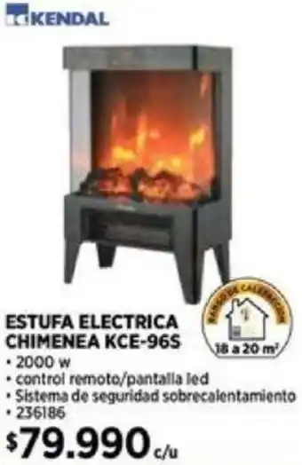 Construmart KENDAL ESTUFA ELECTRICA CHIMENEA KCE-96S oferta