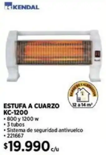 Construmart KENDAL ESTUFA A CUARZO KC-1200 oferta