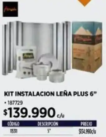 Construmart KIT INSTALACION LEÑA PLUS 6" oferta