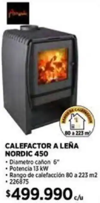 Construmart CALEFACTOR A LEÑA NORDIC 450 oferta