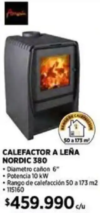 Construmart CALEFACTOR A LEÑA NORDIC 380 oferta