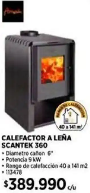 Construmart CALEFACTOR A LEÑA SCANTEK 360 oferta