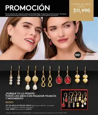 Ésika Set de aros x5 feeling great oferta
