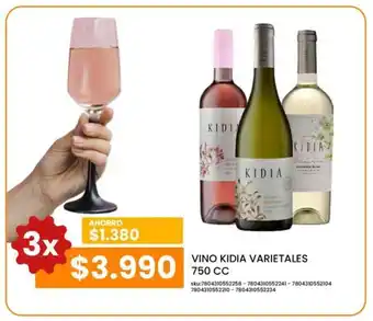 Cugat VINO KIDIA VARIETALES 750 CC x 3 oferta