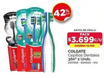 Preunic Colgate - cepillos dentales 360° 2 unds oferta