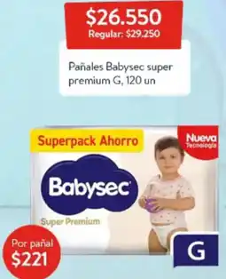 Lider Pañales Babysec super premium G, 120 un oferta