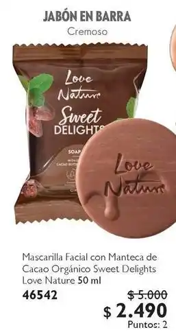Oriflame Mascarilla facial con manteca de cacao organico sweet delights love nature oferta