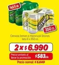 Mayorista 10 Stones - cerveza lemon o maracuya oferta