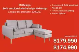 Easy M+design - sofa seccional marila beige oferta