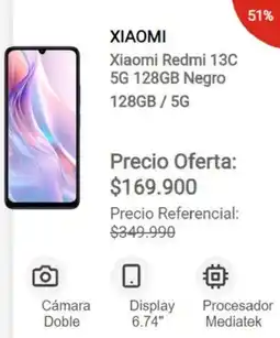Claro Xiaomi Redmi 13C 5G 128GB Negro oferta