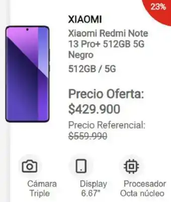 Claro Xiaomi Redmi Note 13 Pro+ 512GB 5G Negro oferta