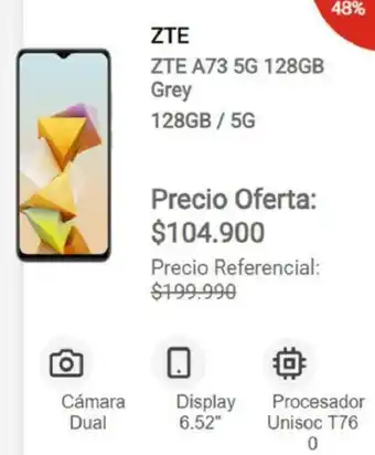Claro ZTE A73 5G 128GB Grey 128GB/5G oferta