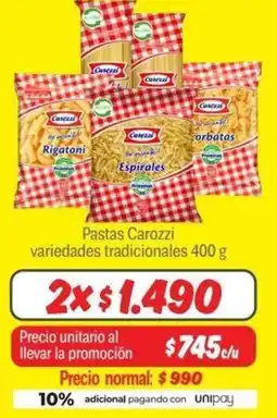 Mayorista 10 Pastas Carozzi variedades tradicionales 2x400g oferta