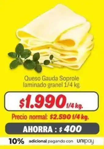 Mayorista 10 Queso Gauda Soprole laminado granel 1/4kg oferta