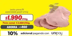 Mayorista 10 Jamón pierna PF acaramelado granel 1/4kg oferta