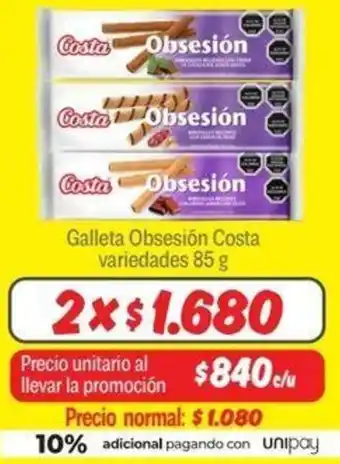 Mayorista 10 Galleta Obsesión Costa variedades 2x85g oferta