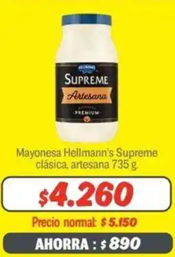 Mayorista 10 Mayonesa Hellmann's Supreme clásica, artesana 735g oferta