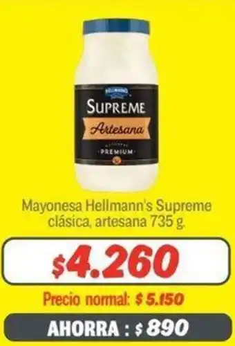Mayorista 10 Mayonesa Hellmann's Supreme clásica, artesana 735g oferta
