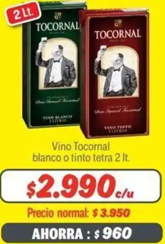 Mayorista 10 Vino Tocornal blanco o tinto tetra 2It oferta