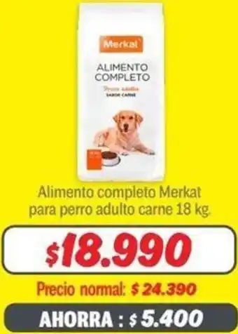 Mayorista 10 Alimento completo Merkat para perro adulto carne 18kg oferta