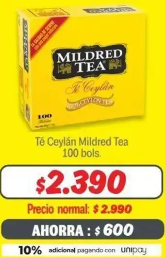 Mayorista 10 Té Ceylan Mildred Tea 100 bols. oferta