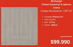 Easy M+Design Clóset 8 puertas 4 cajones crema oferta