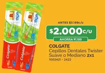 Preunic COLGATE Cepillos Dentales Twister Suave o Mediano 2x1 oferta