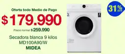 Tottus MIDEA Secadora blanca 9 kilos MD100A90/W oferta