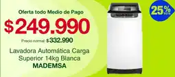 Tottus MADEMSA Lavadora Automática Carga Superior 14kg Blanca oferta